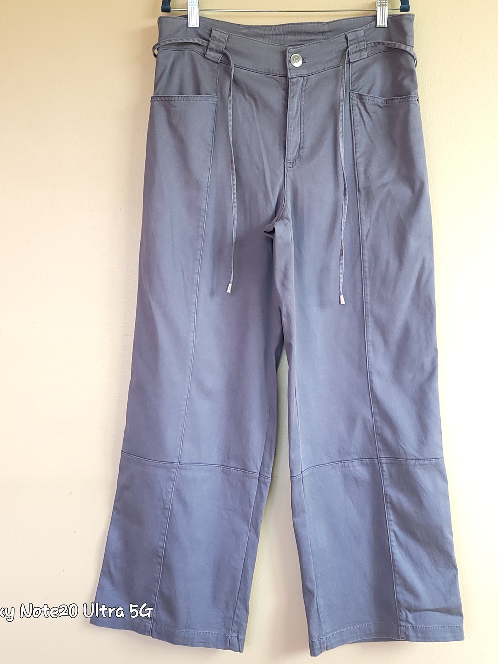 Joie Lyocell Cotton Wide Leg Drawstring Utility Cargo Pants Slate Blue Sz 10